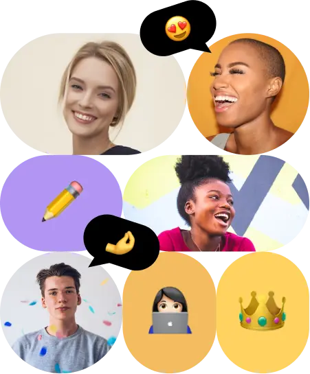 Imagem abstrata de marketing com pessoas sorrindo